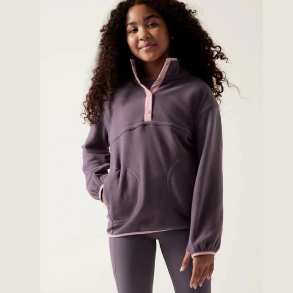 Athleta Girl's Cold Snap Sweatshirt in Violet/Pink | Size Large/12 - Picture 1 of 8